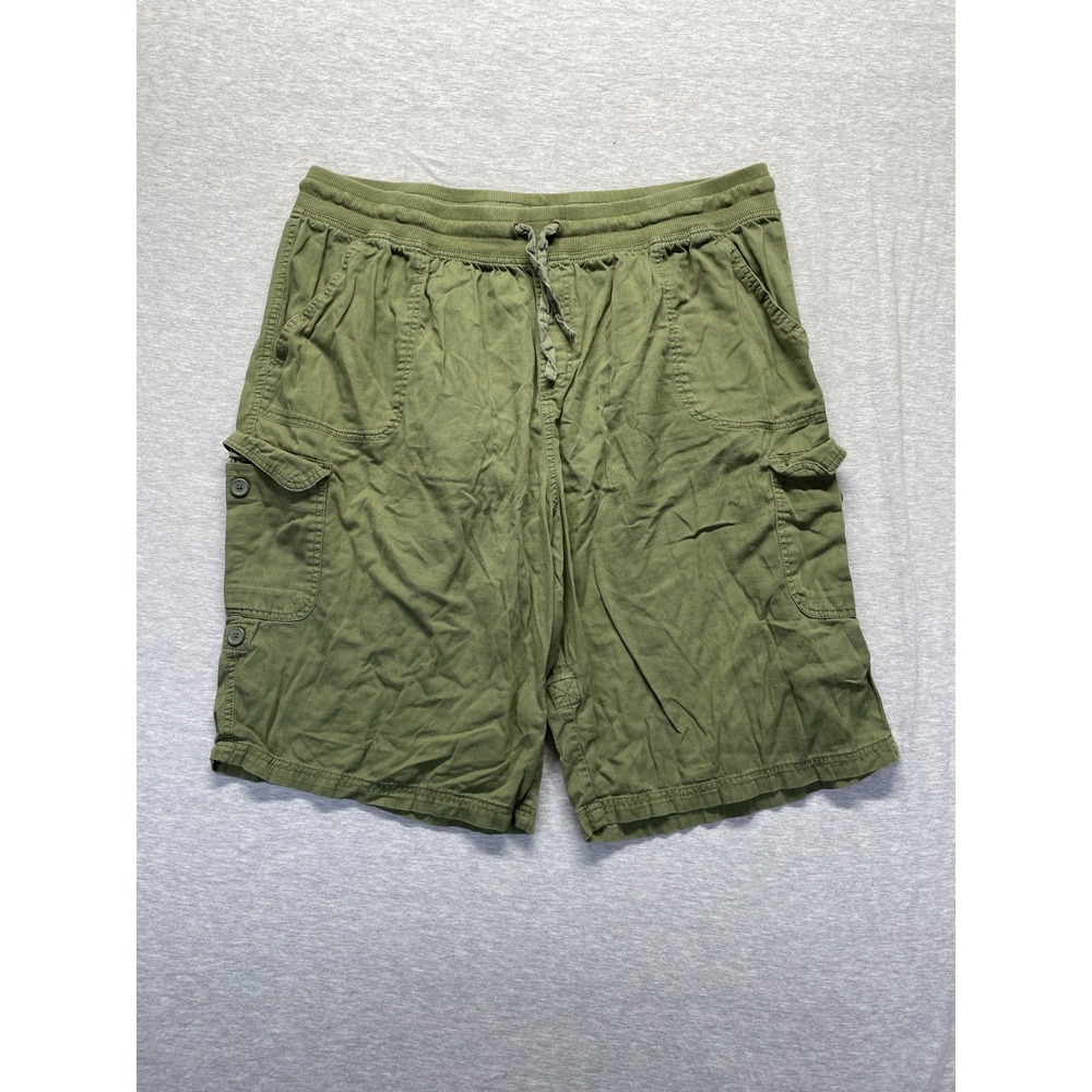 Woman Within Cargo Shorts Womens 24W Olive Stretch Relaxed Fit Drawstring Waist